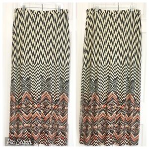 NWT Spense Boho Chevron Tribal Print Pull-On Knit Maxi Skirt XL